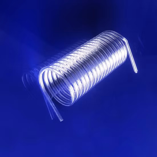 Изготовленная на заказ коррозионностойкая прозрачная змеевиковая труба из кварцевого стекла, спиральная трубка для нагрева из кварцевого стекла