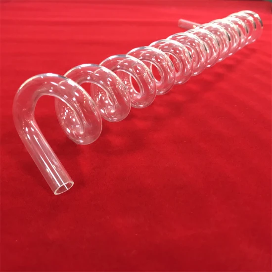 Изготовленная на заказ коррозионностойкая прозрачная змеевиковая труба из кварцевого стекла, спиральная трубка для нагрева из кварцевого стекла